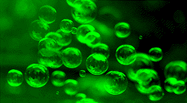 Bubbles floating in the air.